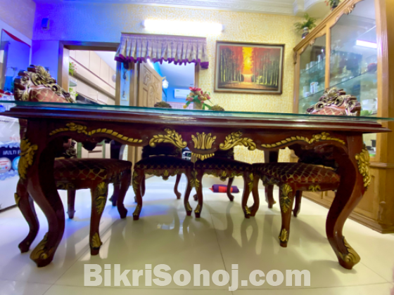 6 Chair Victoria designed Table made of segun wood